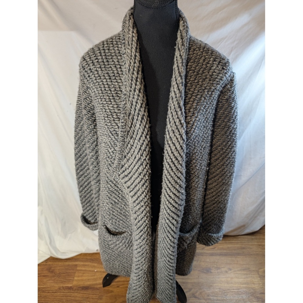 Eileen Fisher Wool Alpaca Blend Cardigan Textured Gray Size PM